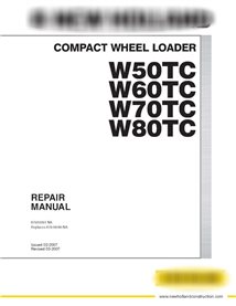 Cargadora de ruedas New Holland W50C, W60C, W70C, W80C manual de reparación en pdf
