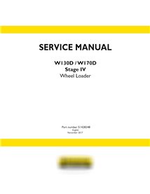 Manuel d'entretien pdf de la chargeuse sur pneus New Holland W130D, W170D Stage IV