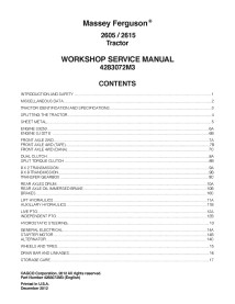 Manual de serviço de oficina em pdf de trator Massey Ferguson 2605, 2615 - Massey Ferguson manuais - MF-4283072M3