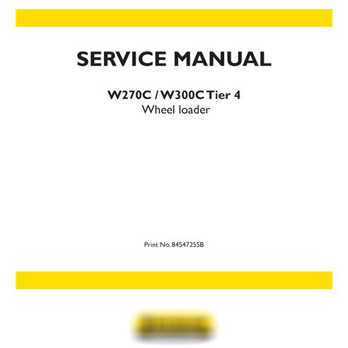 Manuel d'entretien pdf de la chargeuse sur pneus New Holland W270C, W300C Tier 4