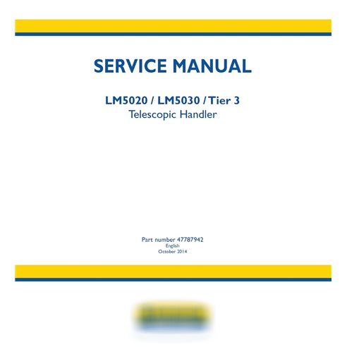 Manual de serviço em pdf do manipulador telescópico New Holland LM5020, LM5030 Tier 3