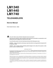 Manual de serviço em pdf do manipulador telescópico New Holland LM1340, LM1440, LM1740