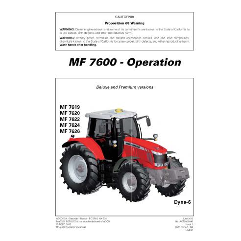 Massey Ferguson 7619, 7620, 7622, 7624, 7626 tractor pdf operator's manual - Massey Ferguson manuals - MF-ACT0000040
