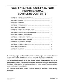 Cosechadora de forraje New Holland FX25, FX45, FX28, FX38, FX48, FX58 manual de servicio pdf