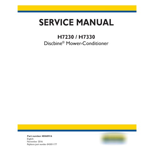 New Holland H7230, H7330 disc mower-conditioner pdf service manual 