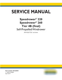 New Holland Speedrower 220, 260 Tier 4B PIN YGG677501+ andaineur automoteur pdf manuel d'entretien