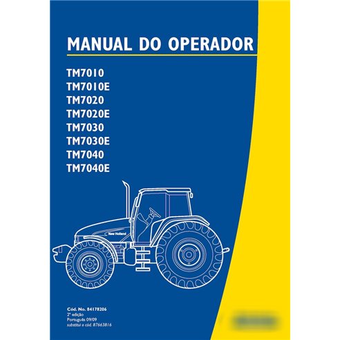 New Holland TM7010, TM7010E, TM7020, TM7020E, TM7030, TM7030E, TM7040, TM7040E manual do operador pdf para tratores PT