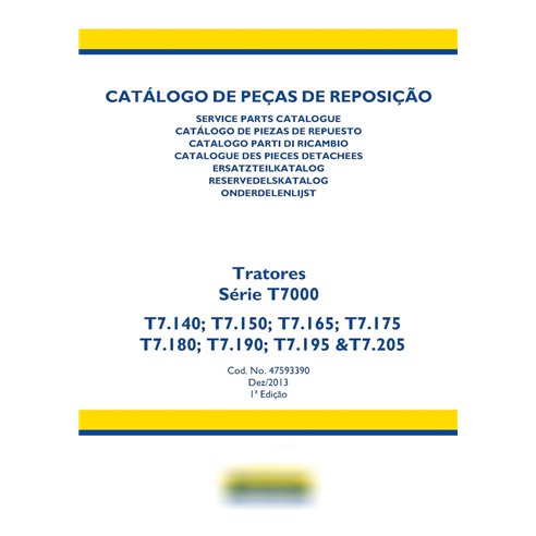 Catalogue de pièces détachées tracteurs New Holland T7.140, T7.150, T7.165, T7.175, T7.180, T7.190, T7.195, T7.205 pdf