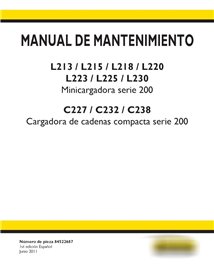 New Holland L213, L215, L218, L220, L223, minicarregadeiras L225, L230, C227, C232, C238 carregadeira compacta de esteira pdf