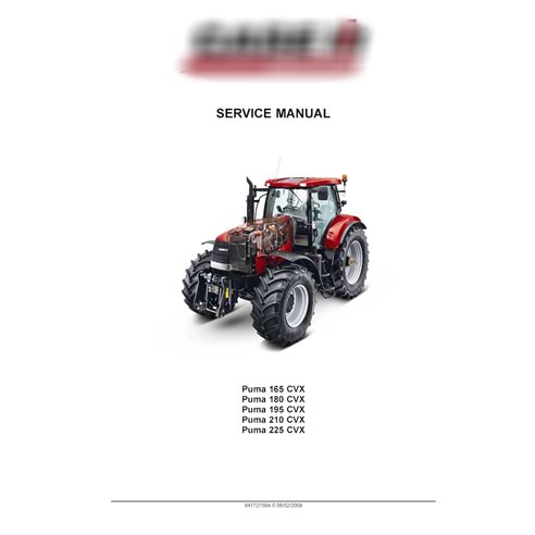 Case IH Puma 165, 180, 195, 210, 225 CVX trator pdf manual de serviço