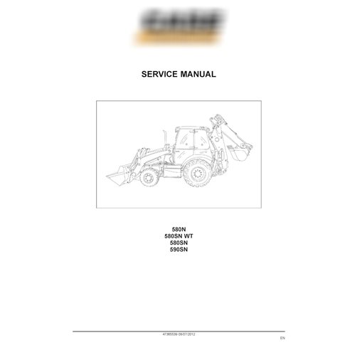 Manual de serviço da retroescavadeira Case 580N, 580SN, 590SN Tier 3 pdf