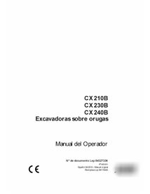 Case CX210B, CX230B, CX240B pelle sur chenilles pdf manuel d'utilisation ES