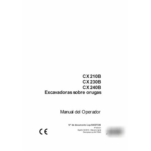 Case CX210B, CX230B, CX240B pelle sur chenilles pdf manuel d'utilisation ES