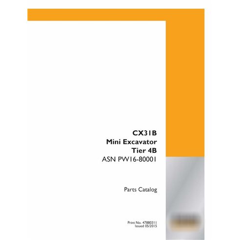 Case CX31B Tier 4B miniexcavadora catálogo de piezas en pdf
