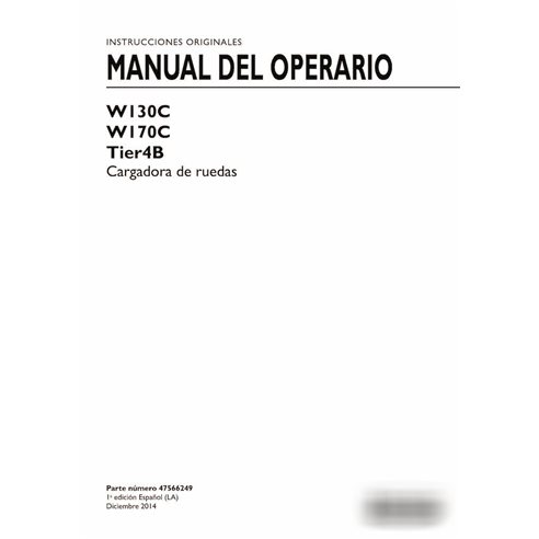Carregadeira de rodas New Holland W130C, W170C Tier4B pdf manual do operador ES