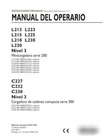 New Holland L213, L215, L218, L220, L223, L225, L320, C227, C232, C238 loader pdf operator's manual ES