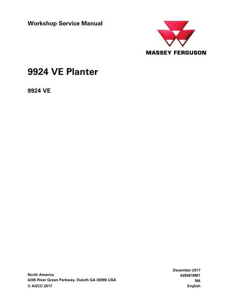 Massey Ferguson 9924 VE sembradora pdf manual de servicio - Massey Ferguson manuales - MF-4283618M1