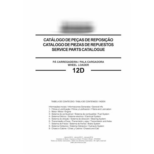 New Holland 12D EVO multilanguage wheel loader pdf parts catalog 