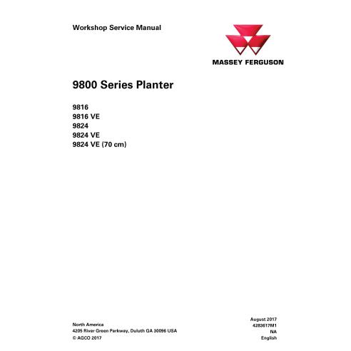 Massey Ferguson 9816, 9816 VE, 9824, 9824 VE, 9824 VE sembradora manual de servicio pdf - Massey Ferguson manuales
