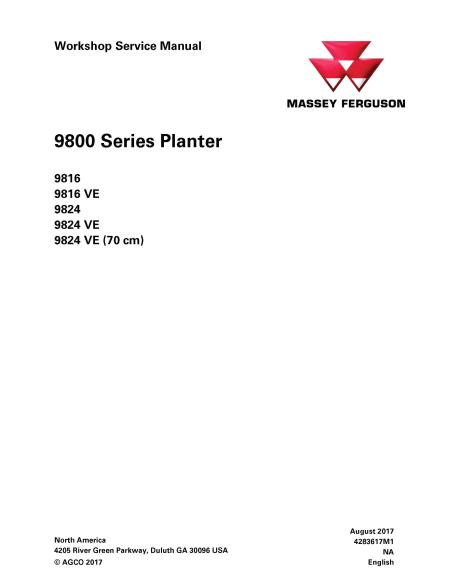 Massey Ferguson 9816, 9816 VE, 9824, 9824 VE, 9824 VE planter pdf service manual - Massey Ferguson manuals - MF-4283617M1