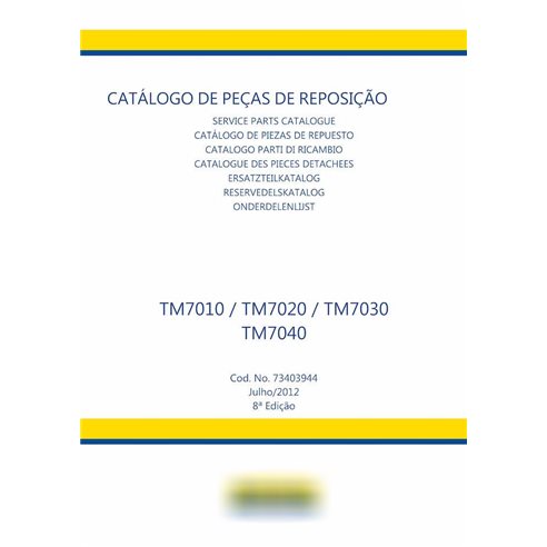 New Holland TM7010, TM7020, TM7030, TM7040 multilingue tracteur pdf catalogue de pièces