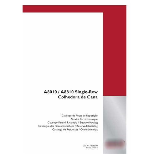 Cosechadora de caña de azúcar Case IH A8010, A8810 catálogo de piezas en pdf