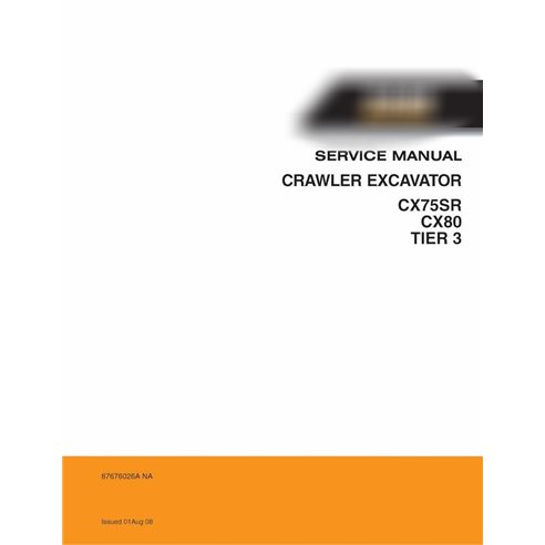 Manual de serviço da escavadeira de esteiras Case CX75SR, CX80 TIER 3 pdf