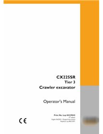 Case CX225SR Tier 3 crawler excavator pdf operator's manual 