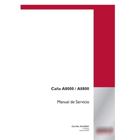 Case IH A8000, A8800 récolteuse de canne à sucre pdf manuel d'entretien ES