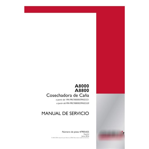 Case IH A8000, A8800 sugar cane harvester pdf service manual ES