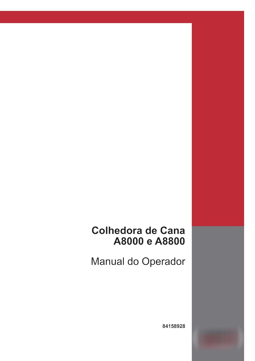 Case IH A8000, A8800 sugar cane harvester pdf operator's manual PT