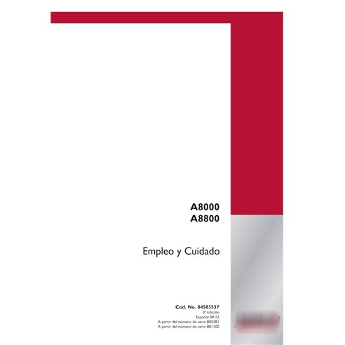 Case IH A8000, A8800 sugar cane harvester pdf operator's manual ES