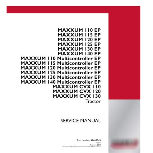 Case IH MAXXUM 110, 115, 120, 125, 130, 140 EP Multicontroller CVX tractor manual de servicio pdf
