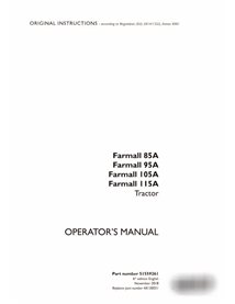 Case Farmall 85A, Farmall 95A, Farmall 105A, Farmall 115A tractor manual del operador pdf