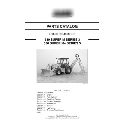 Case 580SM, 580SM+ SERIES 3 backhoe loader pdf parts catalog 