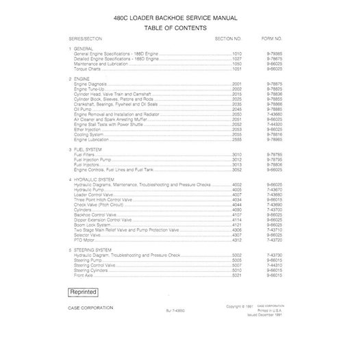 Manual de serviço da retroescavadeira Case 480C pdf