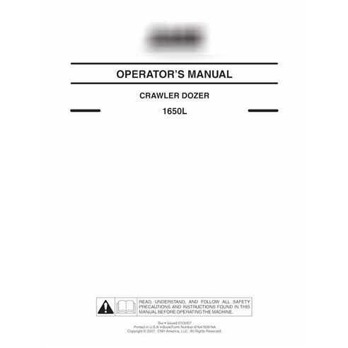 Case 1650L crawler dozer pdf operator's manual 