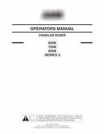 Case 650K, 750K, 850K Série 3 dozer de esteira pdf manual do operador