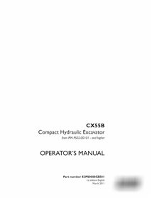 Case CX55B excavator pdf operator's manual 