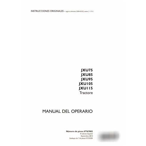 Case IH JXU75, JXU85, JXU95, JXU105, JXU115 tractor pdf manual del operador ES
