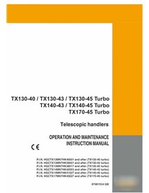 Case TX130-40, TX130-43, TX130-45, TX170-45 Turbo chariot télescopique pdf manuel d'utilisation et d'entretien