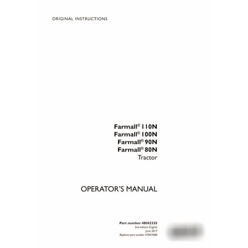 Case IH Farmall 110N, 100N, 90N, 80N tractor pdf manual del operador