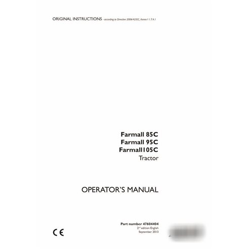 Case IH Farmall 85C, 95C, 105C tractor pdf operator's manual 