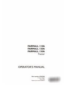 Case IH Farmall 110A, 120A, 130A tractor pdf manual del operador