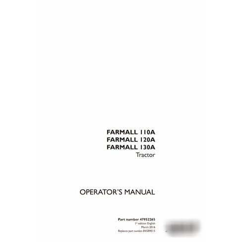 Case IH Farmall 110A, 120A, 130A trator pdf manual do operador