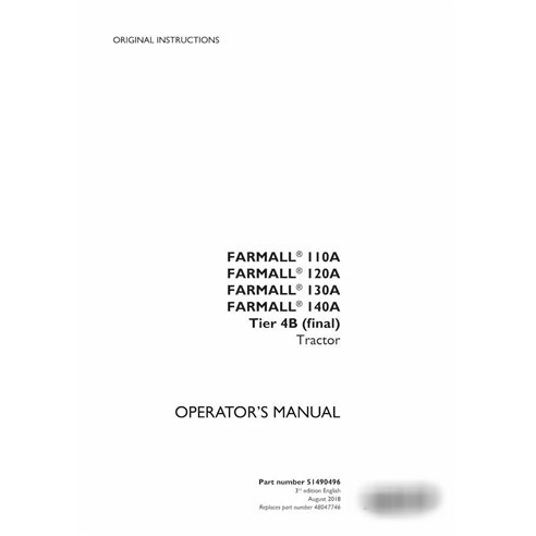 Case IH Farmall 110A, 120A, 130A, 140A Tier 4B tracteur pdf manuel d'utilisation
