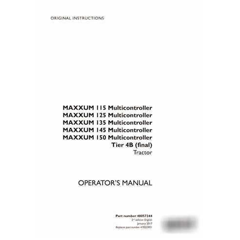 Case IH MAXXUM 115, 125 , 135, 145 , 150 Multicontroller Tier 4B tractor pdf operator's manual 