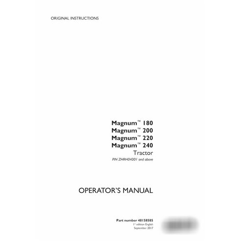 Case IH Magnum 180, 200, 220, 240 tractor pdf manual del operador