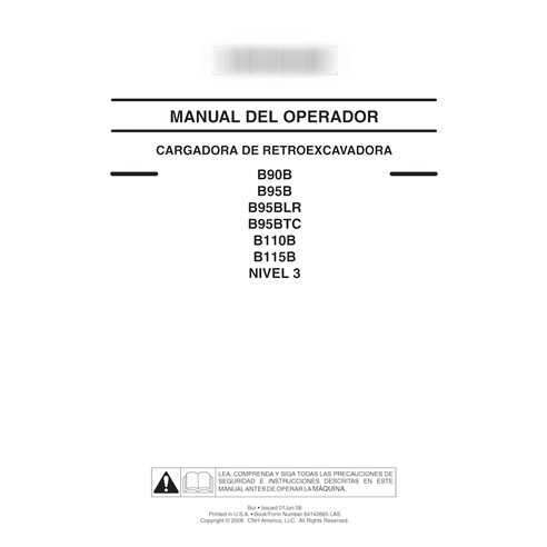 New Holland B90B, B95B, B110 backhoe loader pdf operator's manual ES