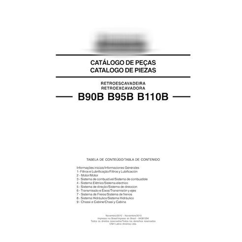 New Holland B90B, B95B, B110 backhoe loader pdf parts catalog